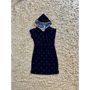 Girls Crown & Ivy Kids Navy Star Print Hooded Swim Coverup Size 6